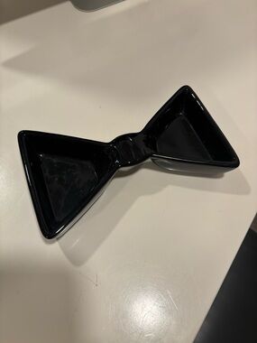 Black Ceramic Bow Tie Tray - Accessories Organizer